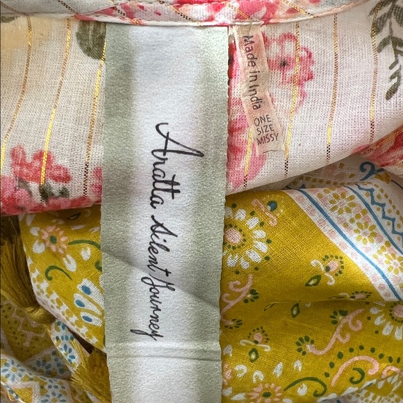 Aratta Color Story Mustard Floral Tassel Boho Hippie Open Front Kimono One Size - Picture 7 of 13